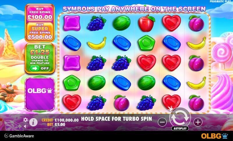 Sweet Bonanza 1000 slot base game screenshot