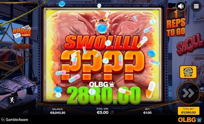 Swoll slot Super Free Spins feature screenshot
