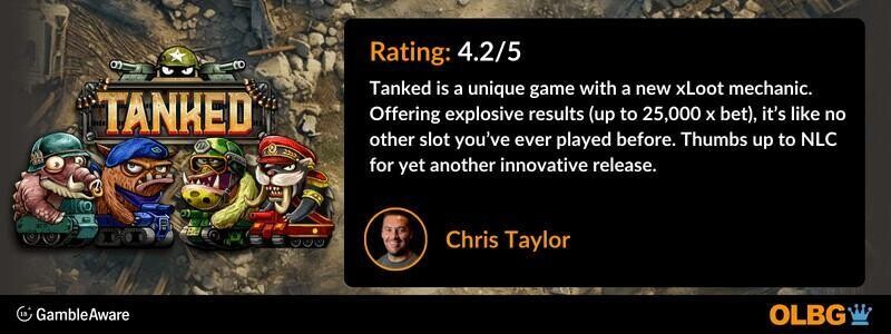 Tanked slot OLBG Rating banner