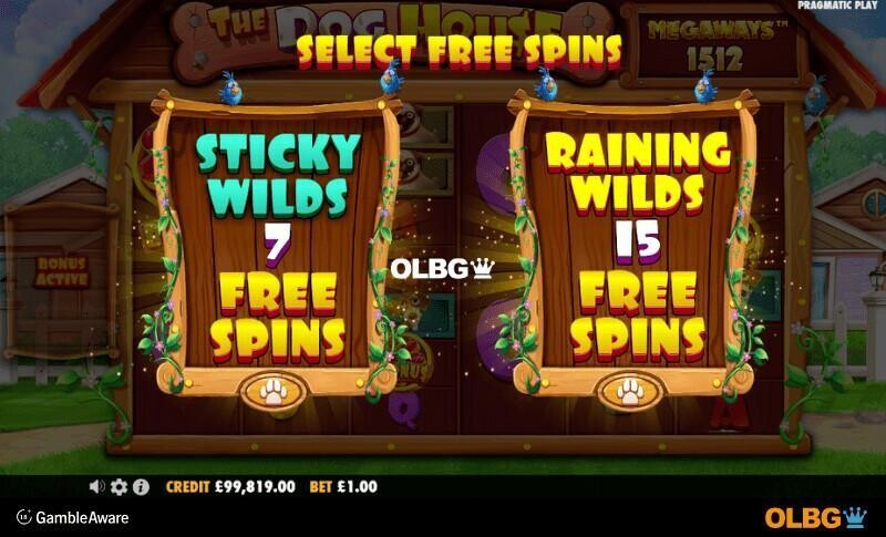 The Dog House Megaways slot Free Spins feature selector screenshot