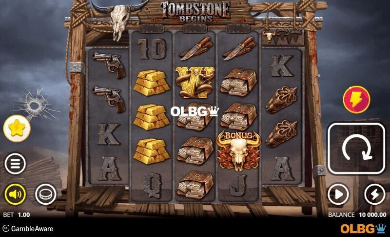 Tombstone Begins slot base game screenshot
