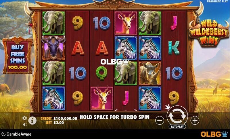 Wild Wildebeest Wins slot base game screenshot