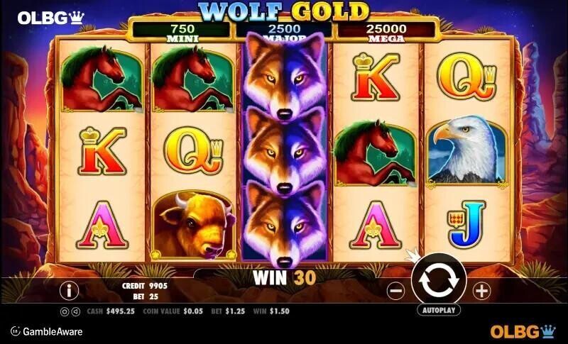 screen showing wolf gold base game