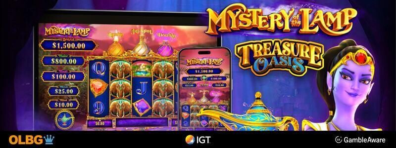 Mystery of the Lamp Treasure Oasis IGT PlayDigital Slots Interview banner