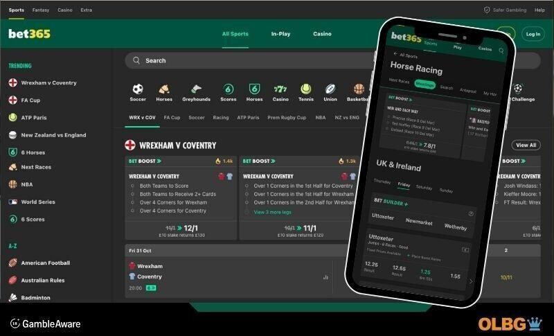 A view of what user might expect to see when using the betting app from bet365