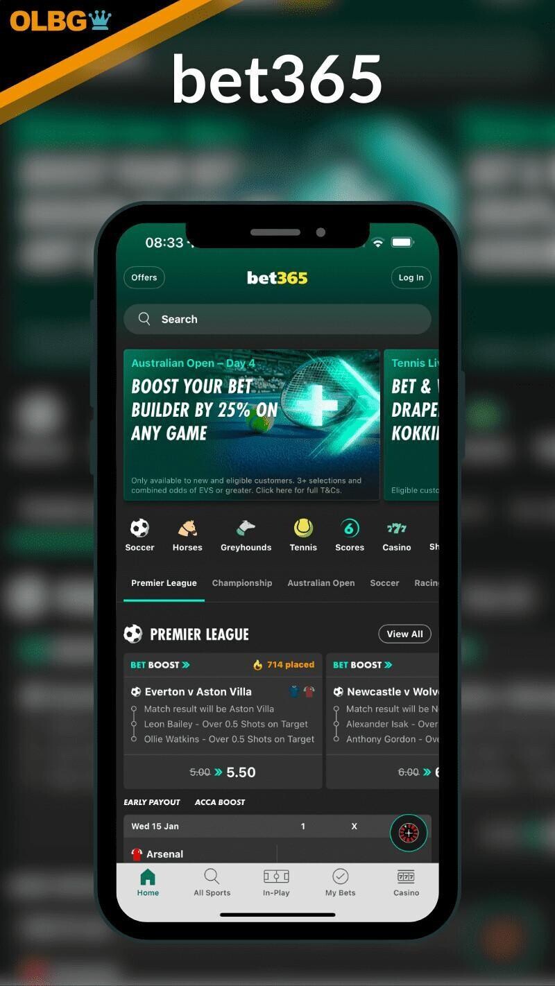 Screenshot of the bet365 mobile app.