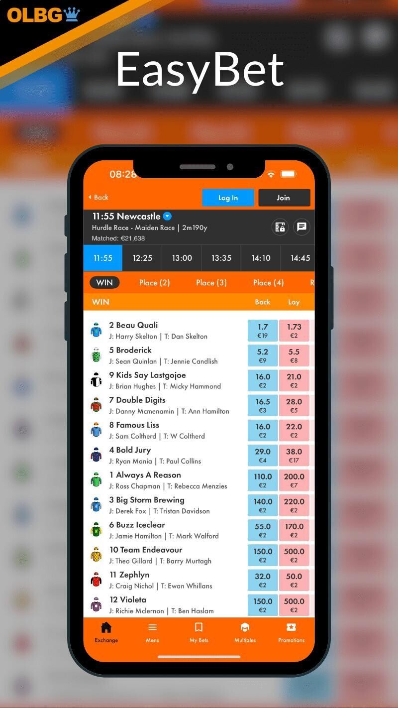 Screenshot of the easybet sportsbook online app