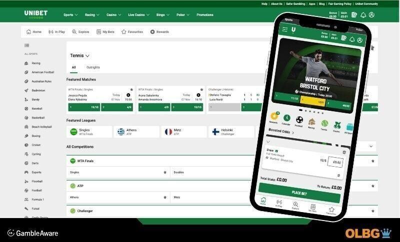 A view of what user might expect to see when using the betting app from Unibet