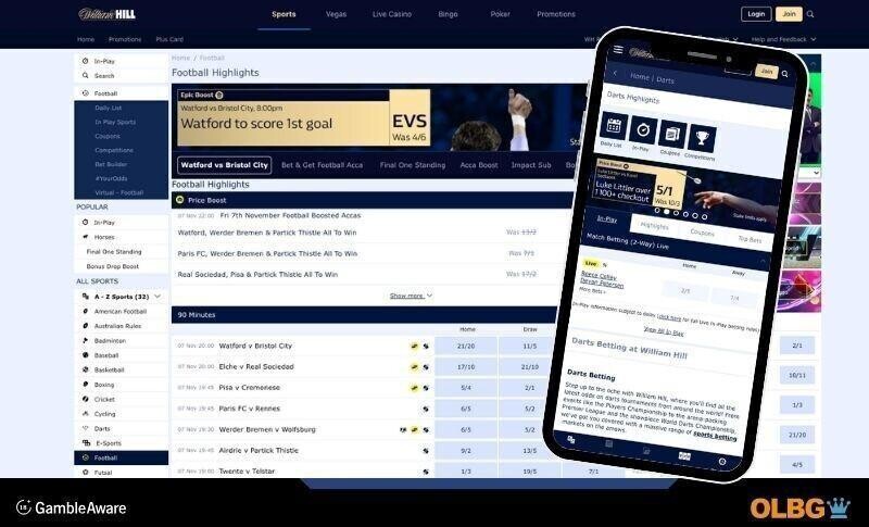 A view of what user might expect to see when using the betting app from William Hill