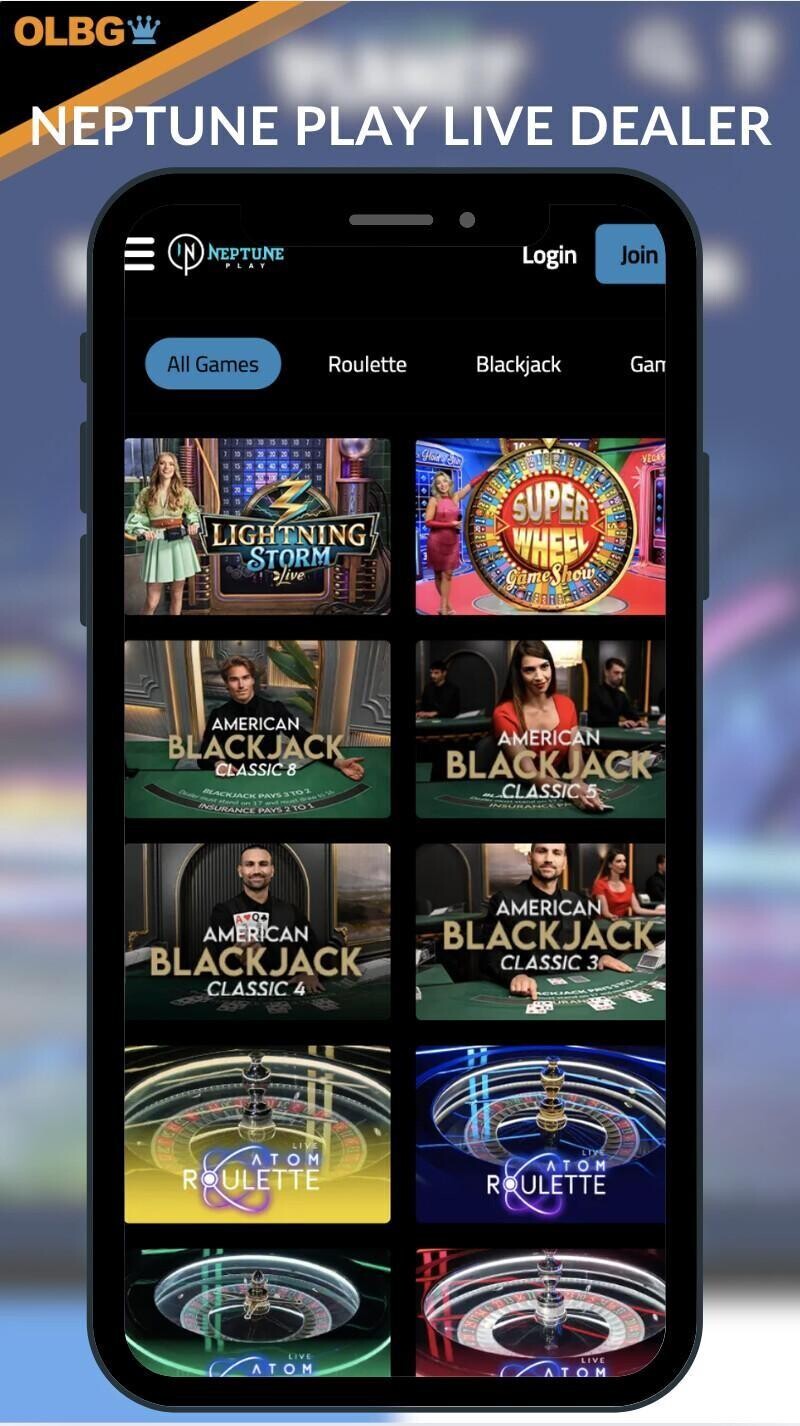 Neptune Play Casino live dealer section