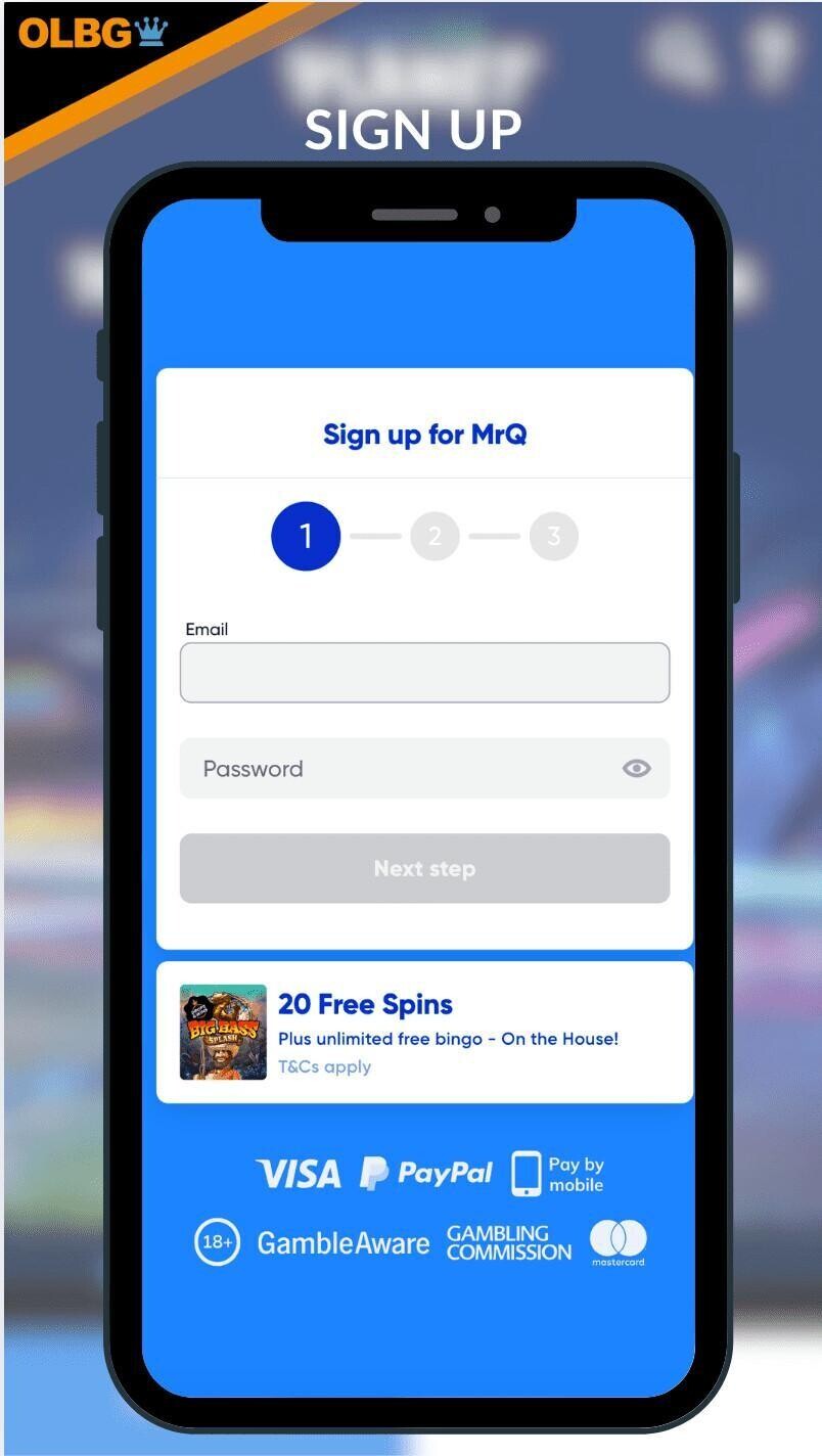 The signup page at Mr Q Casino