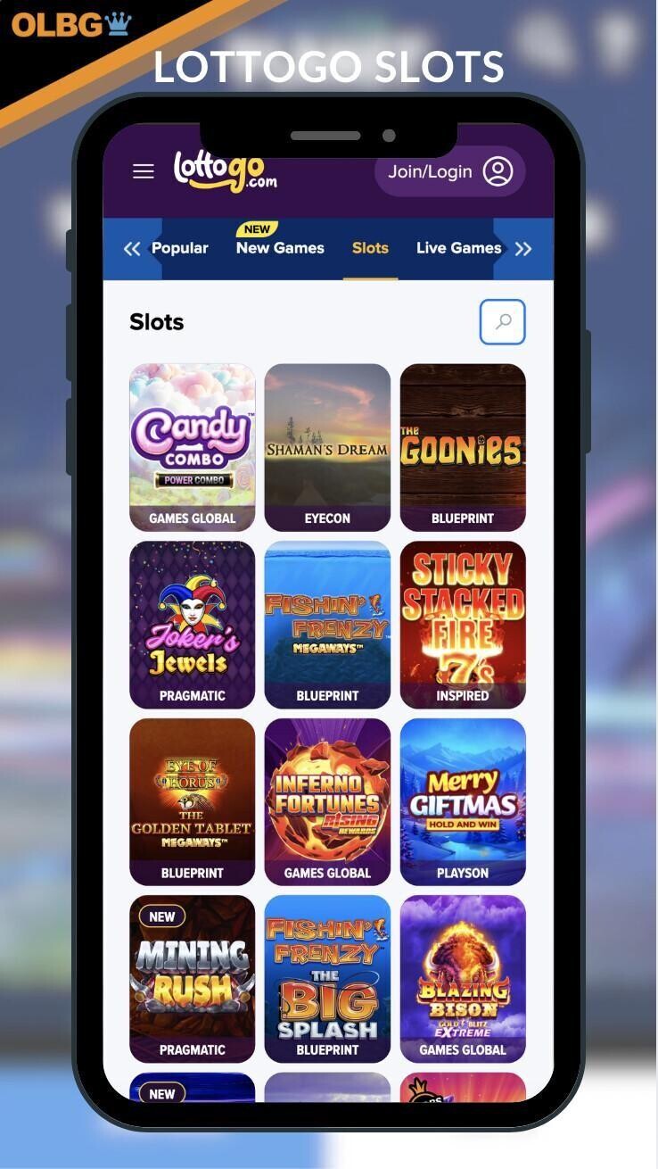The slots section at LottoGo Casino