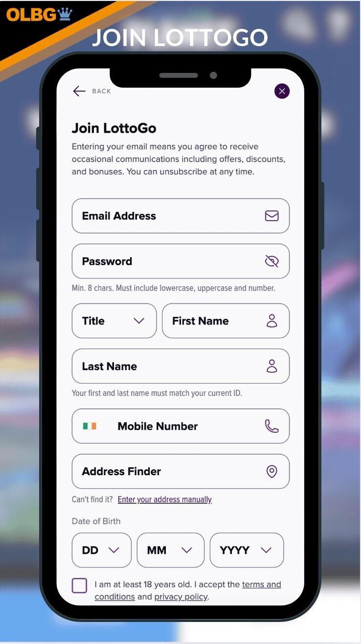Sign-Up Page at LottoGo Casino