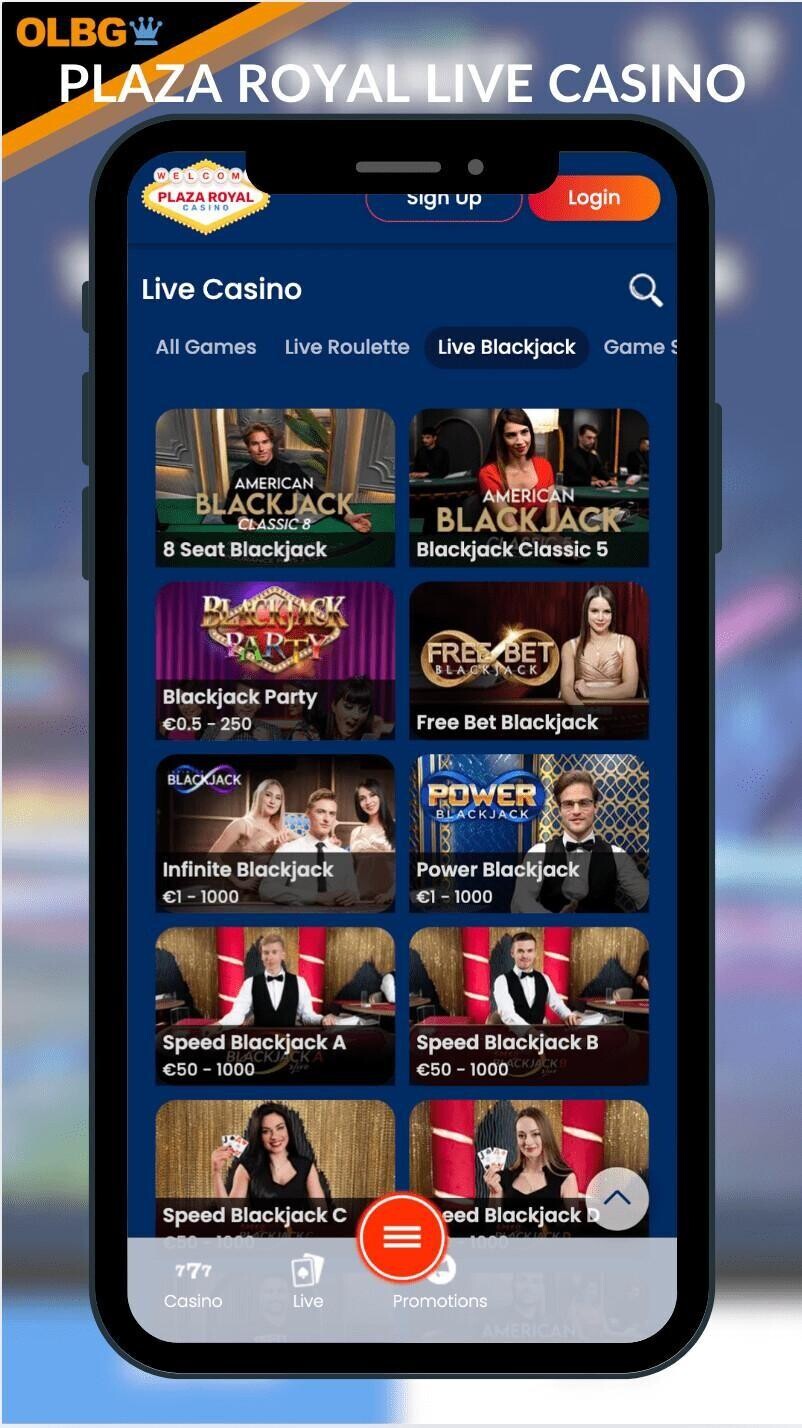 Plaza Royal live casino section