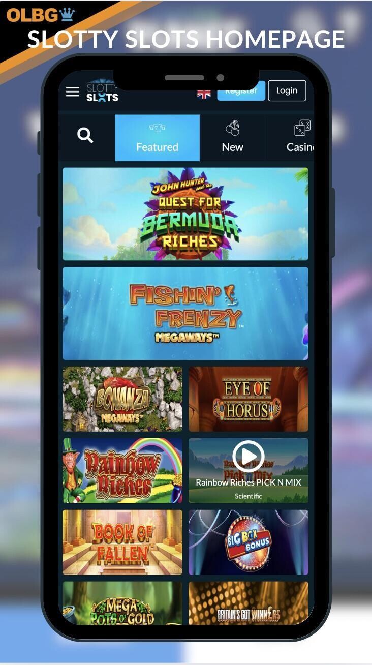 The Slotty Slots homepage layout