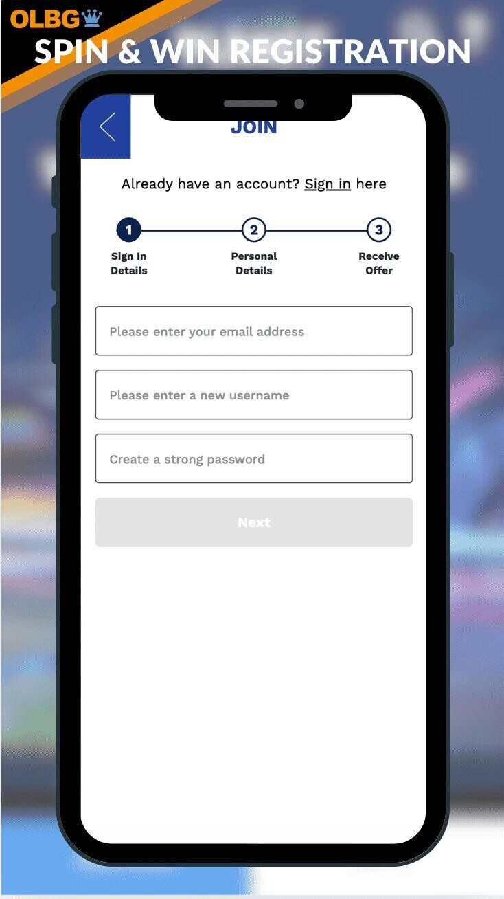 The registration process at Spin and Win Casino