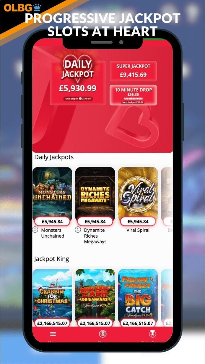 A screenshot of the progressive jackpots section at Heart Bingo Casino