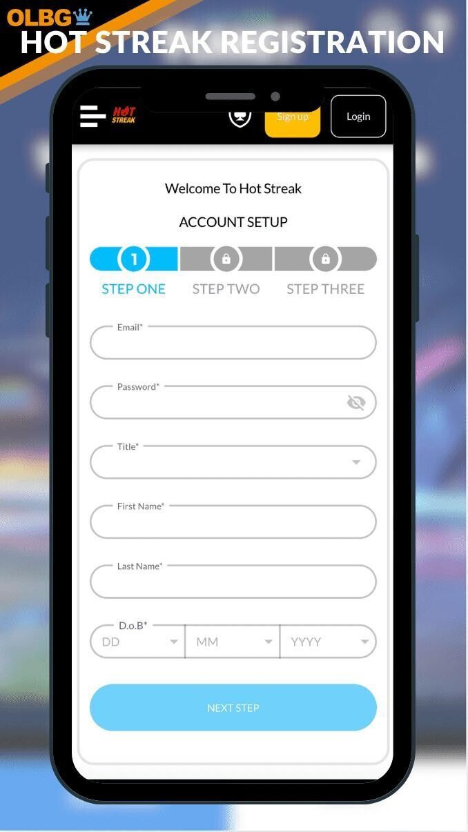 A screenshot of the Hot Streak Casino Registration process