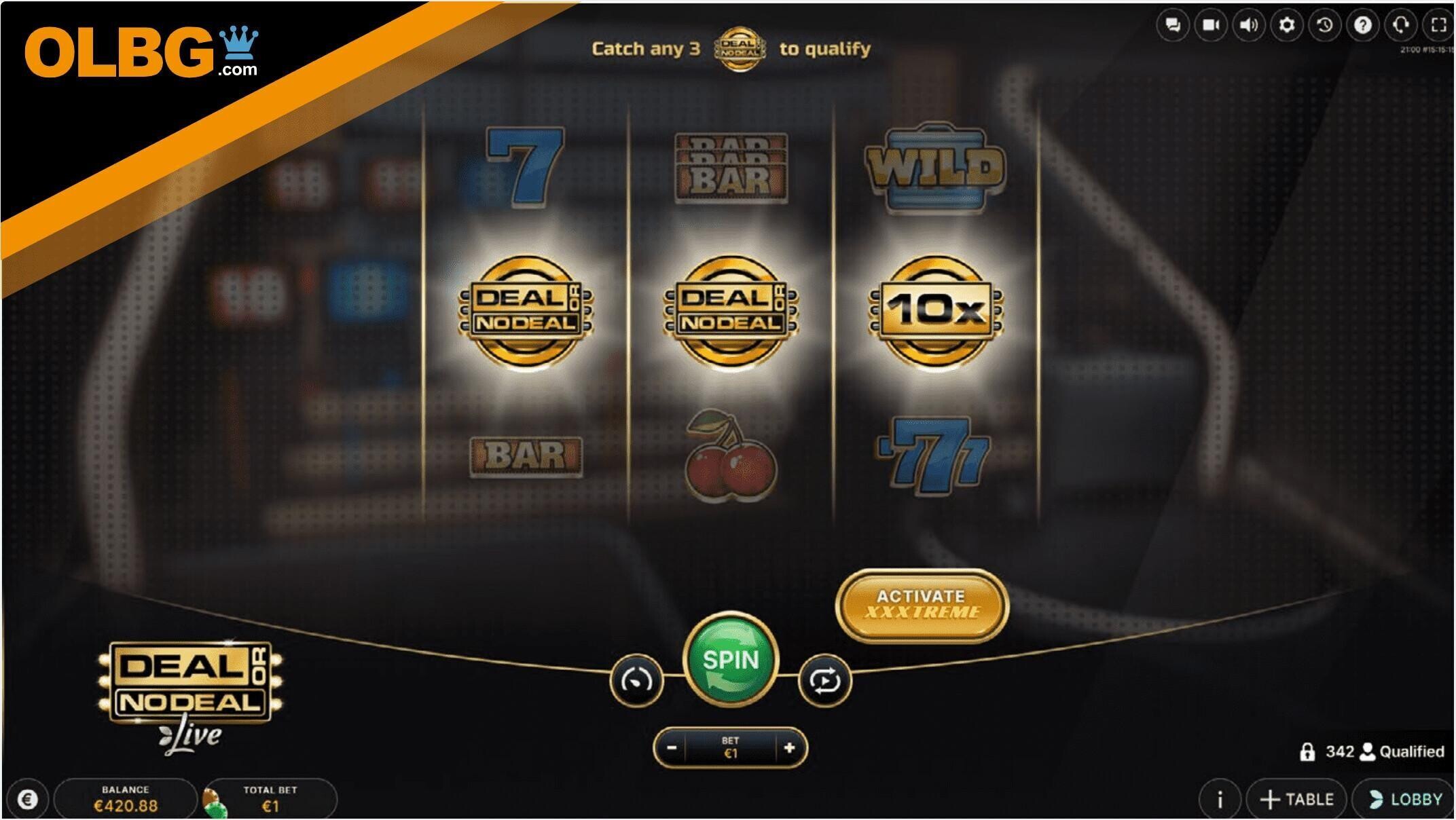 A screenshot of the qualifying round of Deal or No Deal Live