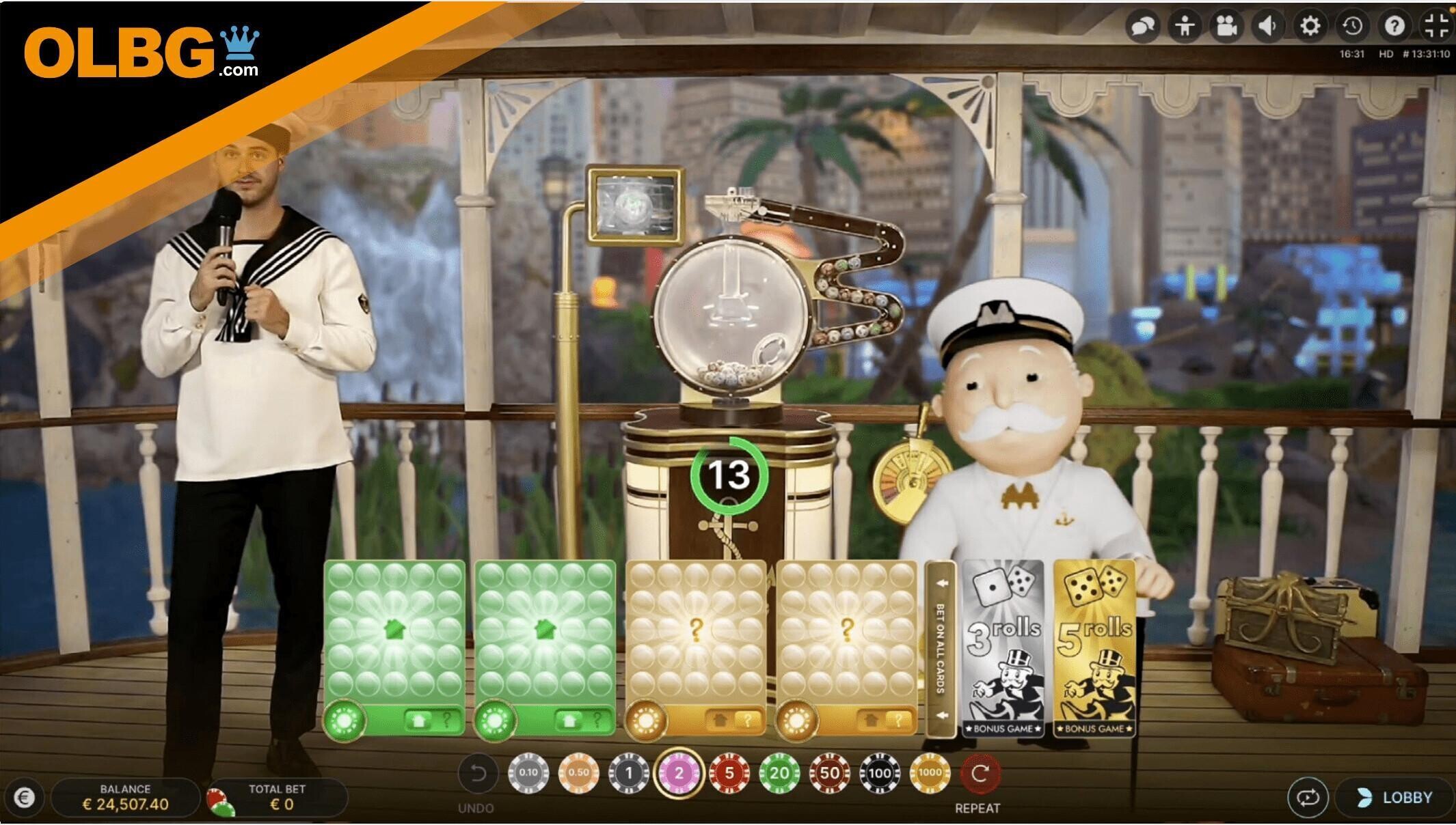 A screenshot of the gameplay on the Monopoly Big Baller game