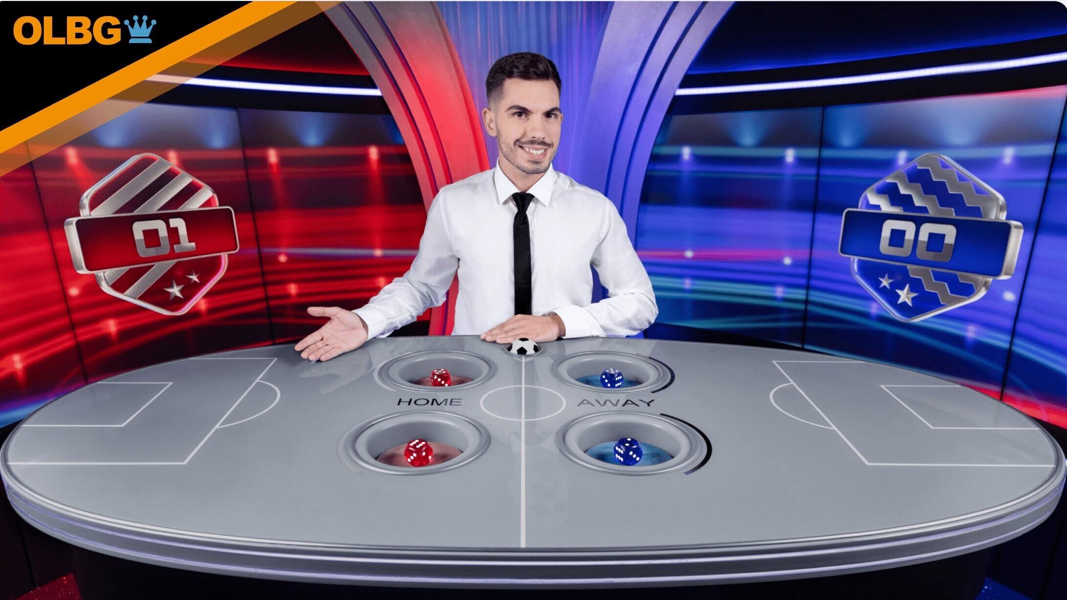 A screenshot of the game play at Football Studio Dice