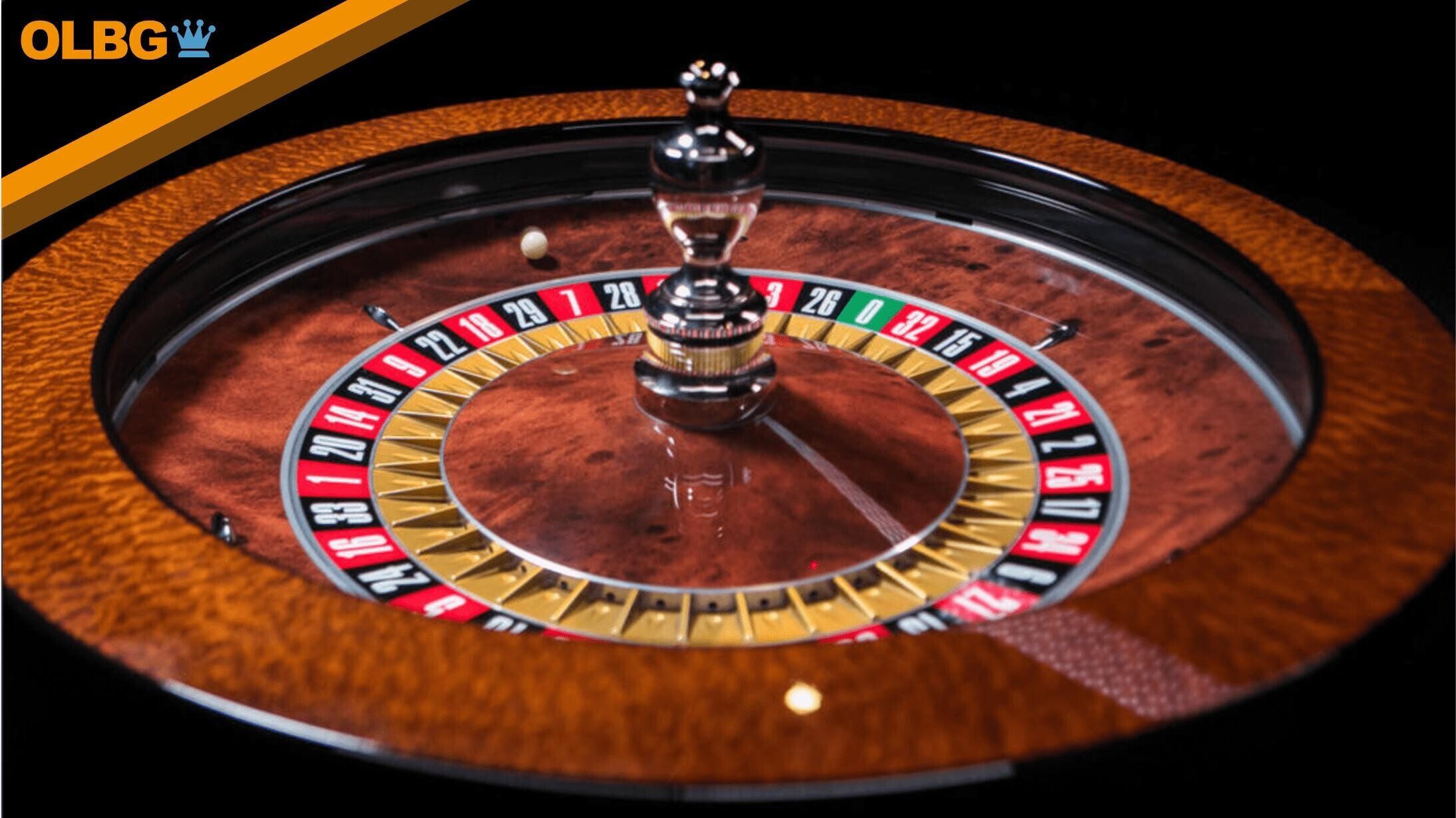 A screenshot of Evolution's Lightning Roulette with OLBG's logo