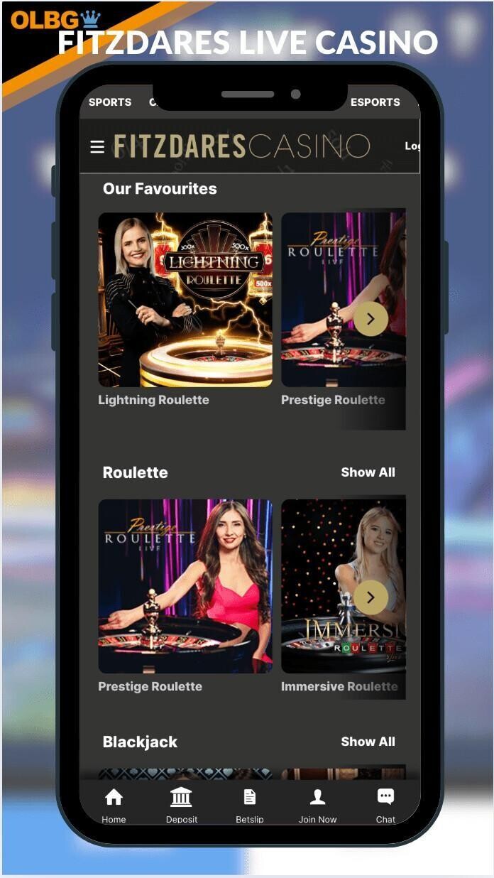 The live dealer section at Fitzdares Casino