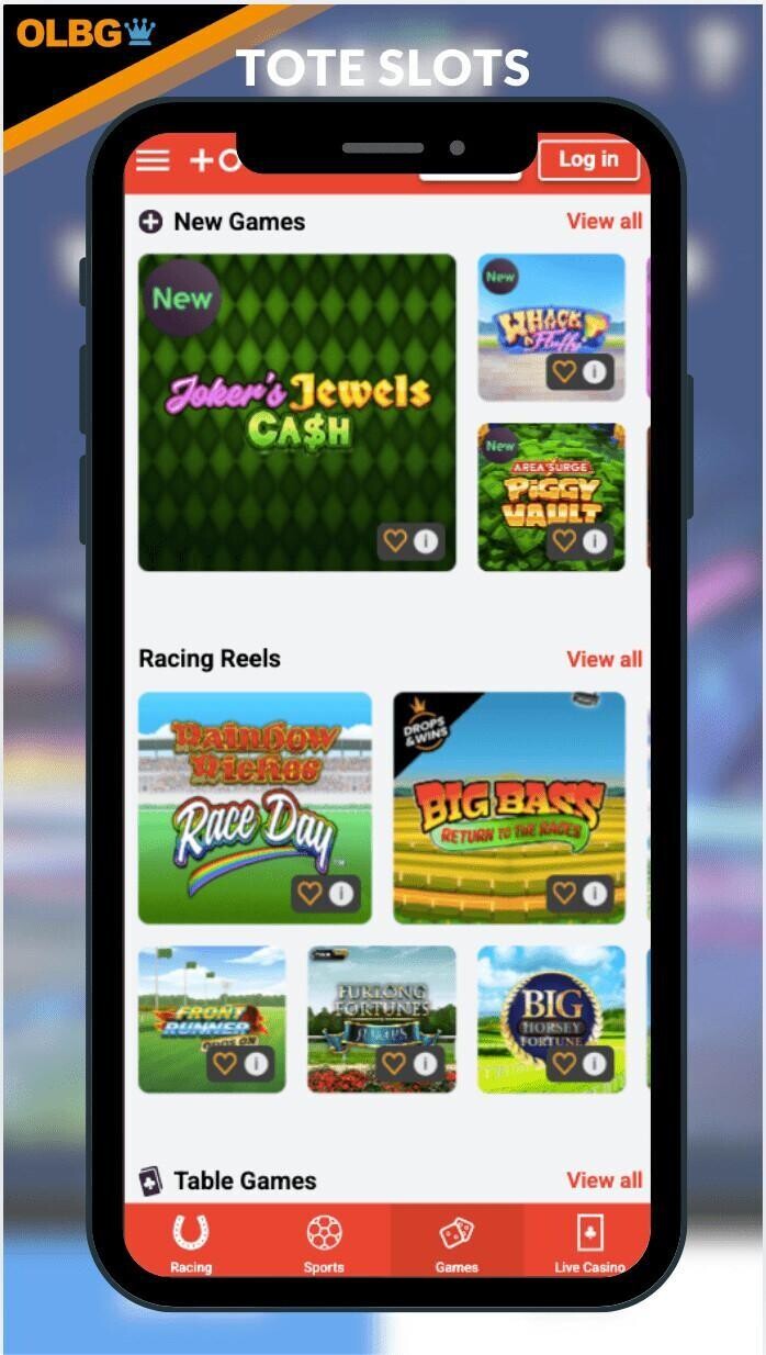 A screenshot of the slot selection at Tote Casino