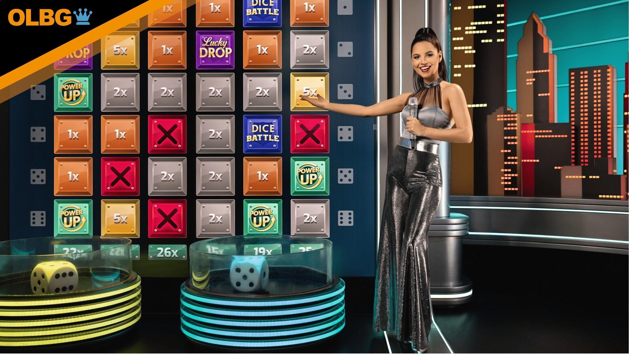 A live dealer gets the bonus round started in Pragmatic Play's Boom City gameshow