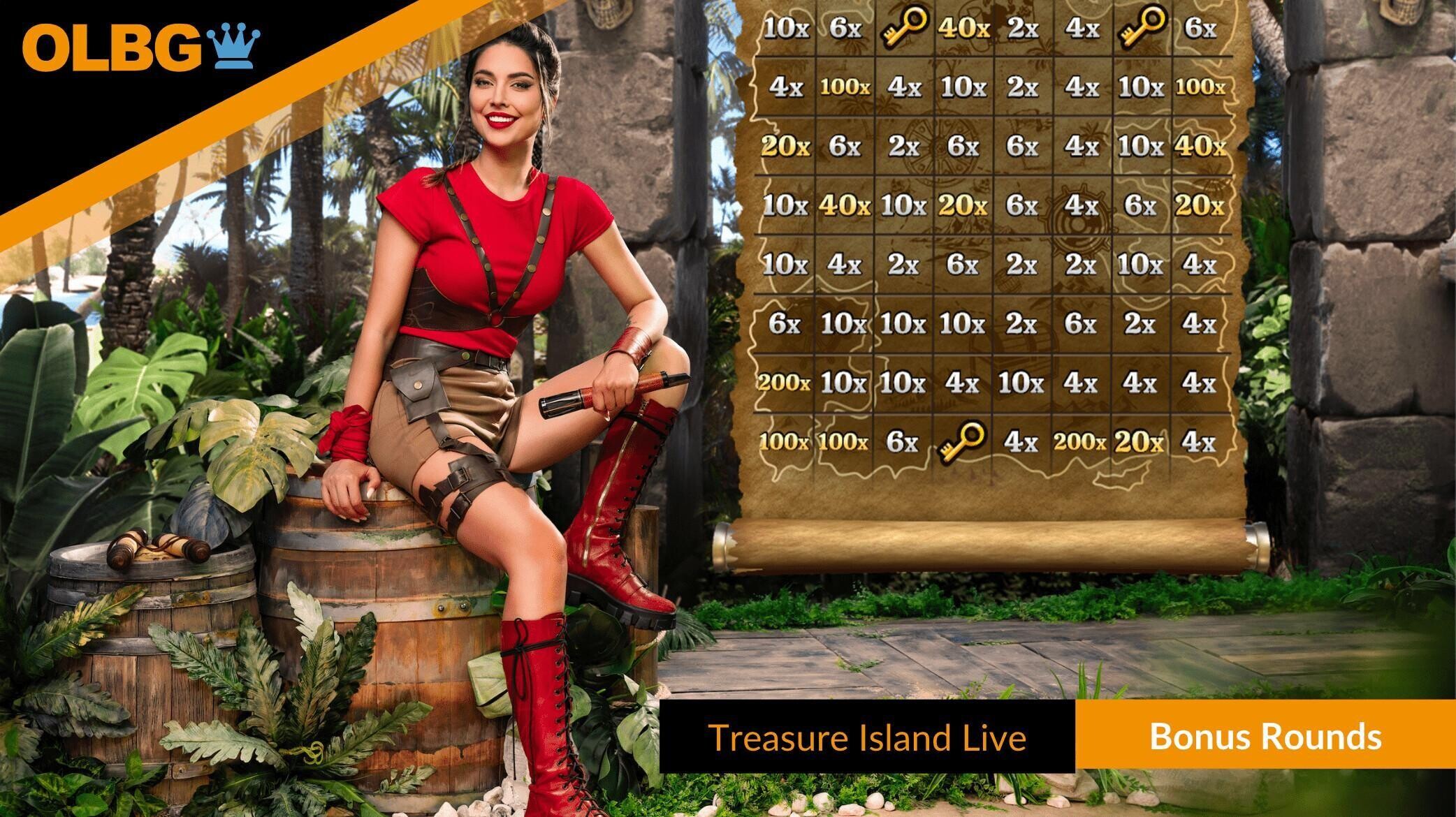 A screenshot of the bonus rounds on Treasure Island Live