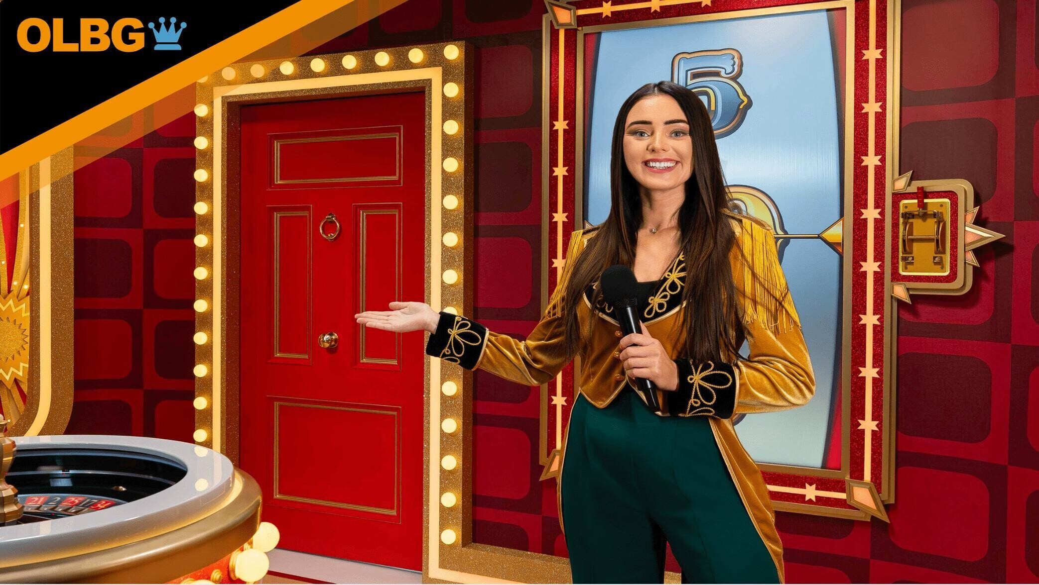 A Red Door Roulette host introduces one of the bonus rounds