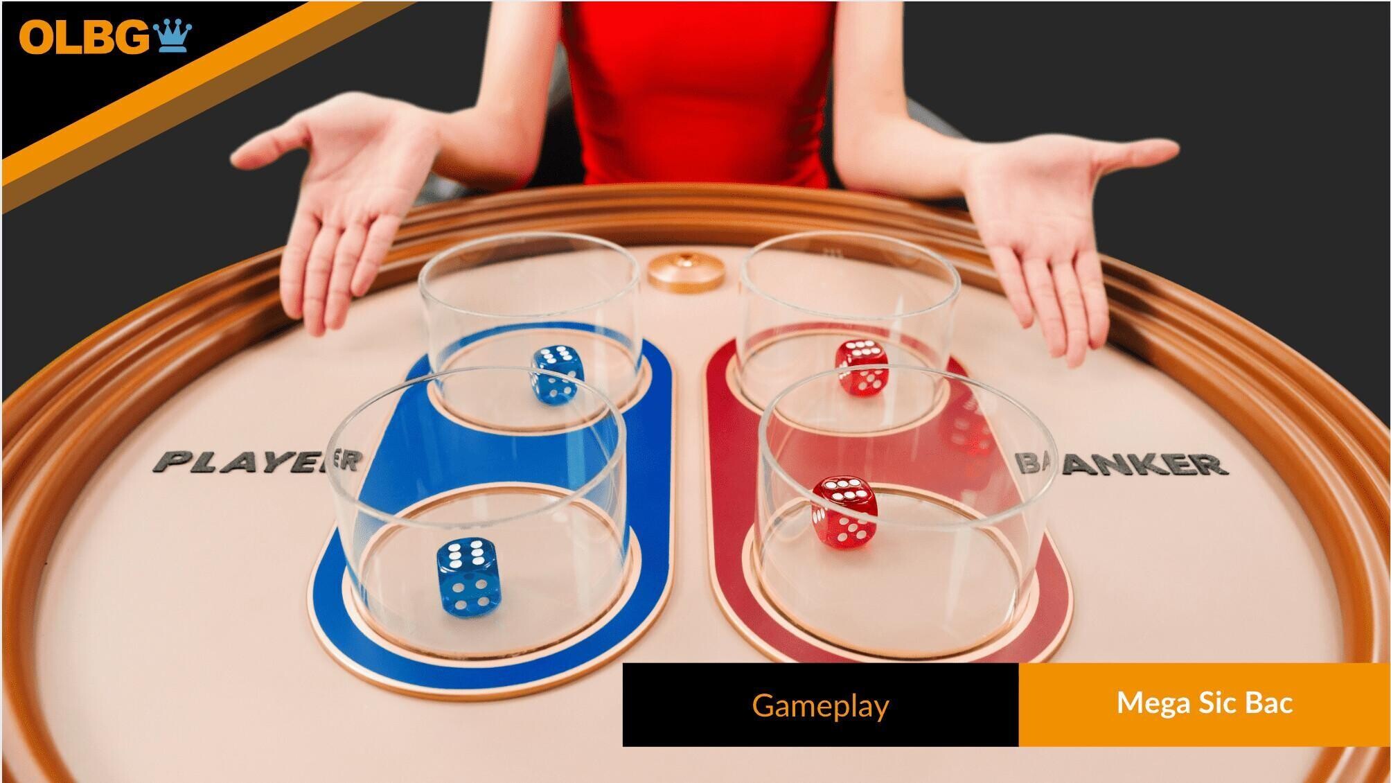 A dealer gets the action underway in Pragmatic Play's Mega Sic Bac