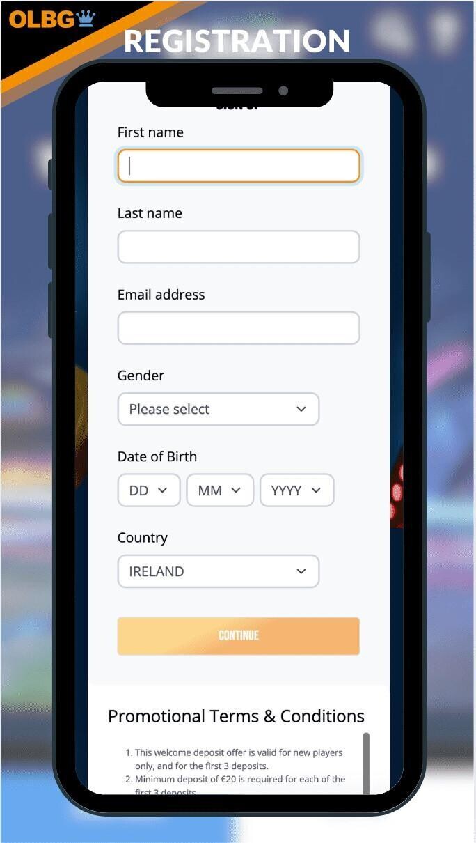 A mobile screenshot of the registration page at Dream Vegas Casino