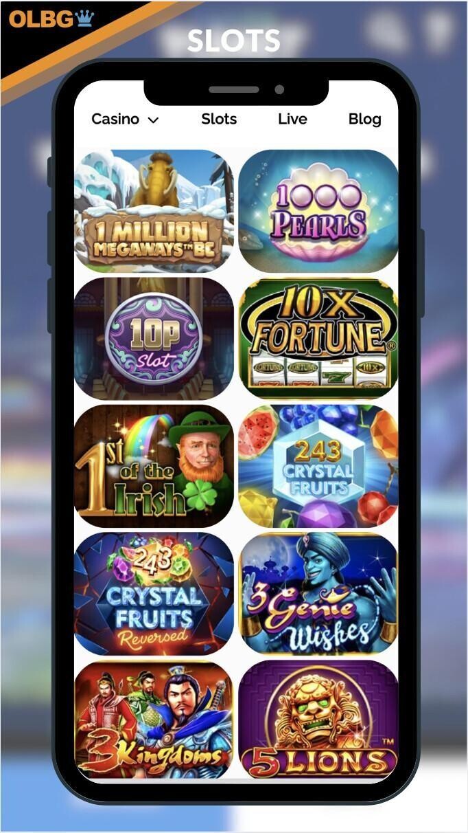 A mobile screenshot of The Phone Casino's slot section