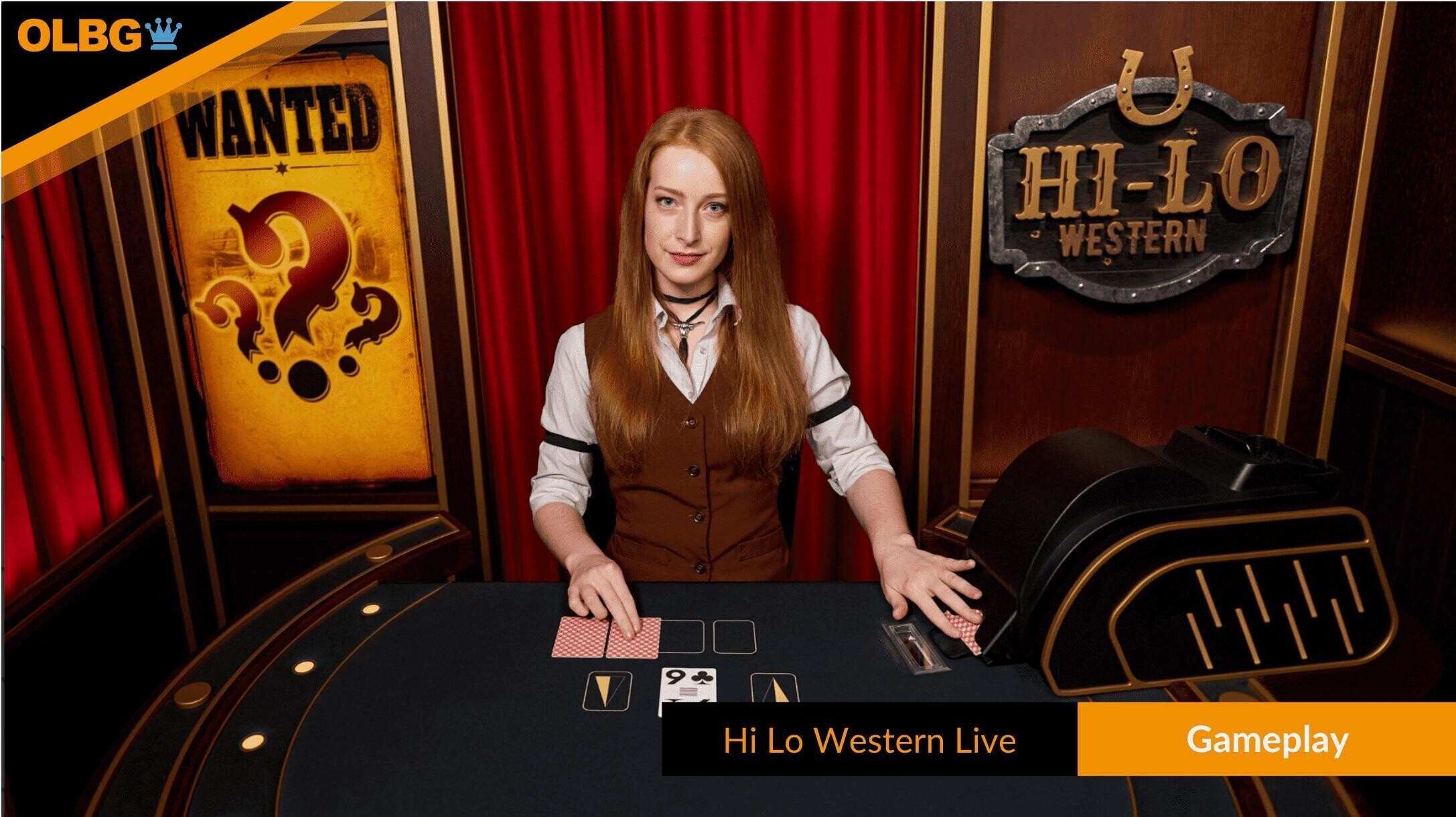 A friendly dealer gets the action starting during a round a Playtech's Hi Lo Western Live