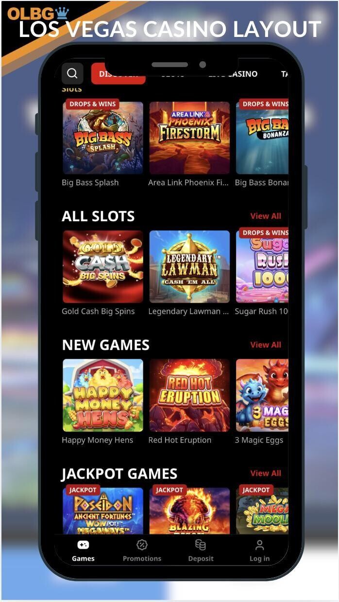 A mobile screenshot of the Los Vegas Casino layout