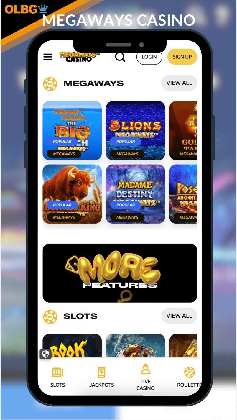 A mobile screenshot of the layout at Megaways Casino