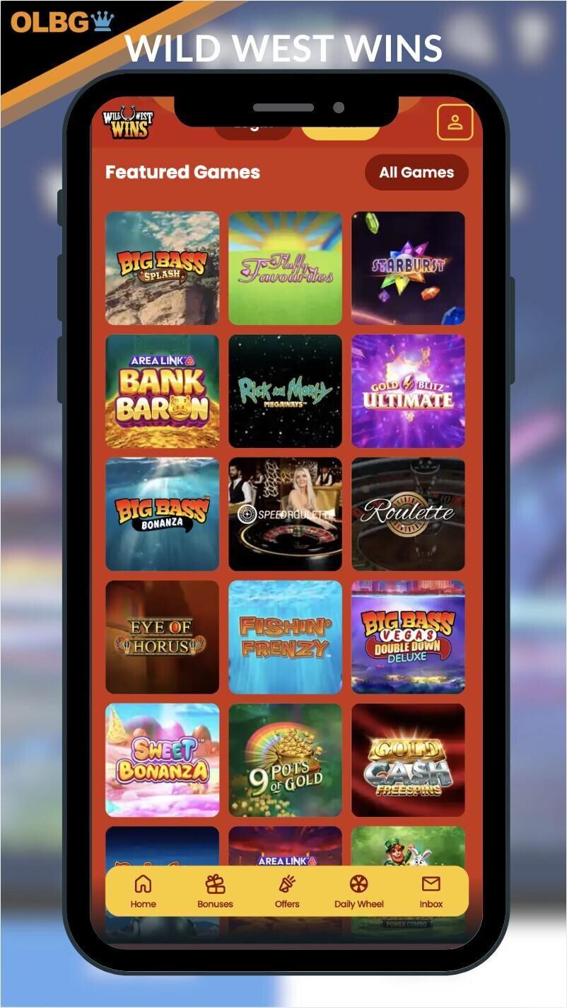 A mobile screenshot of Wild West Wins casino