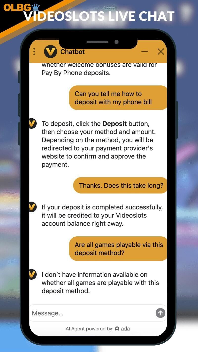 Videoslots live chat support