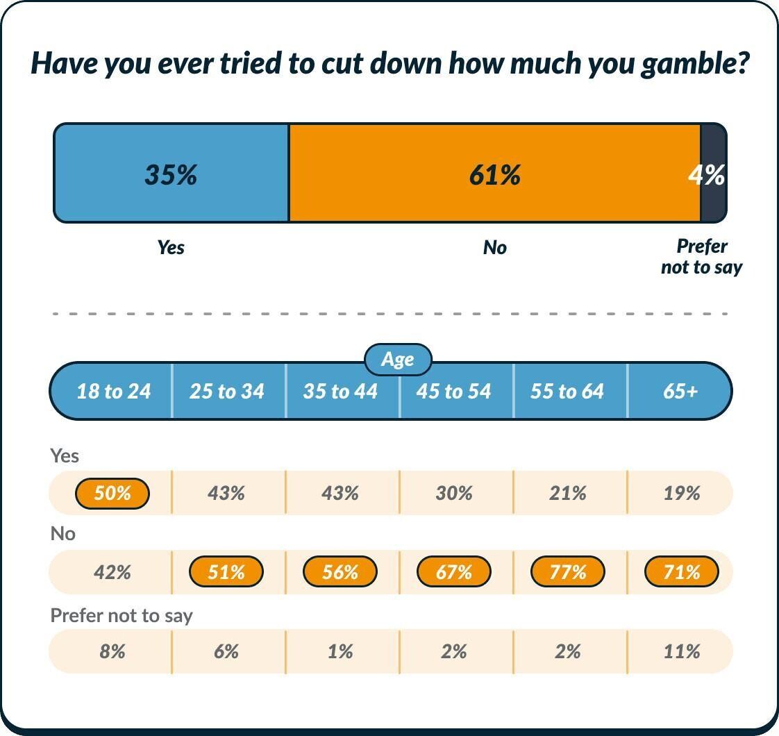 Evidence of excessive spend on gambling chart detailed
