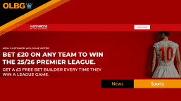 Matchbook Premier League Offer: Bet £20 on a Premier League Winner and get £3 Bet Builder Every Time They Win
