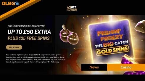 BetMGM Launch £50 Bonus + 125 Free Spins Casino Welcome Offer