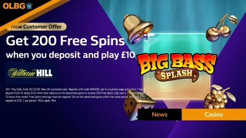 William Hill Launch £10 Get 200 Free Spins Offer on Big Bass Splash
