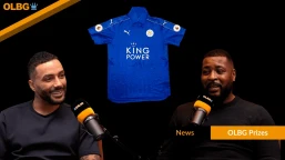 OLBG Prizes Launch Leicester 5000-1 Title Shirt Giveaway Signed by Wes Morgan & Danny Simpson