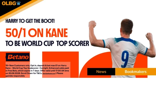 Betano 50/1 Harry Kane Top World Cup Goalscorer Offer