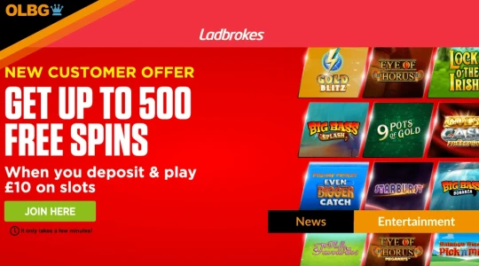 Ladbrokes Casino Welcome Offer: Get Up to 500 Free Spins Over 10 Days
