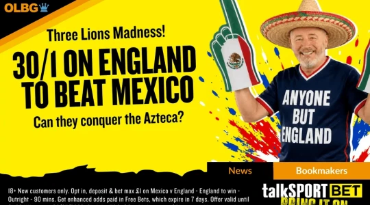 talkSPORT BET Launch 30/1 England to Beat Mexico Enhanced Odds Offer for World Cup Round of 16