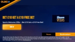 Dream Vegas Sports: Bet £10 Get £10 Free Bet Welcome Offer