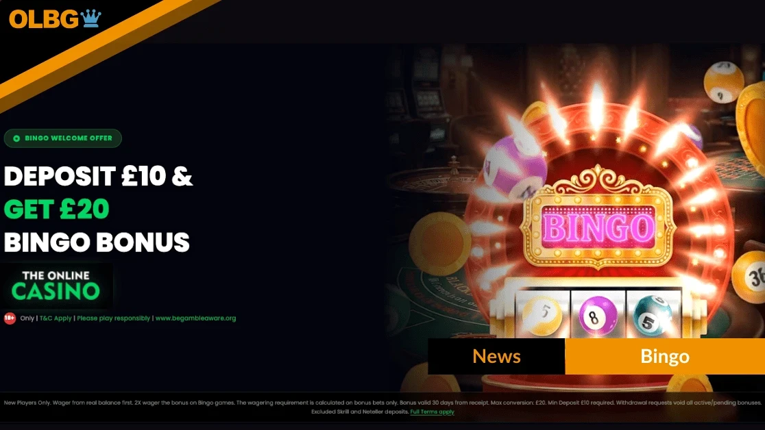TheOnlineCasino Bingo Offer: Deposit £10 Get £20 Bonus TheOnlineCasino Bingo Offer: Deposit £10 Get £20 Bonus