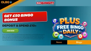 Sun Bingo £50 Welcome + £100K October Game & Free Bingo